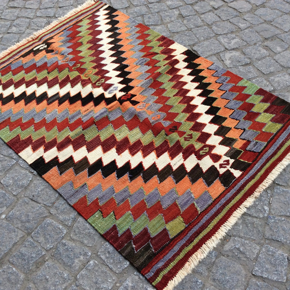 ビンテージ　キリム　大判　手織りラグ オールドキリム 手織りラグ 【公式通販】