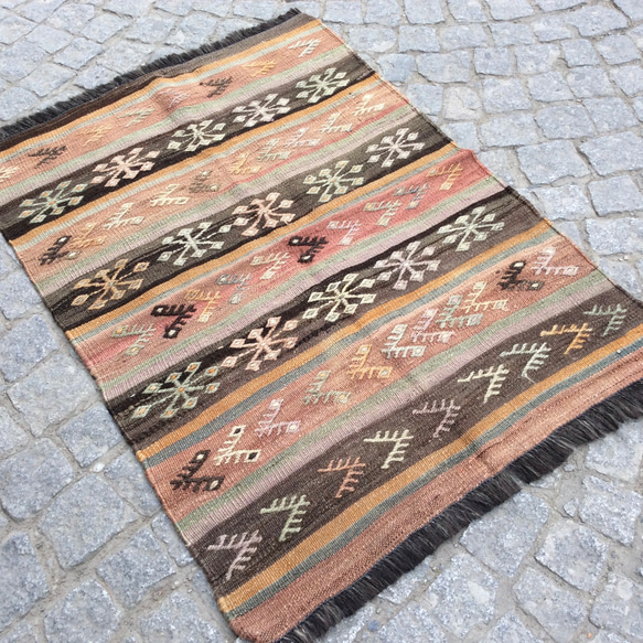 オールドキリム トルコ 手織りラグ 104x75cm カーペット・絨毯・ラグ 
