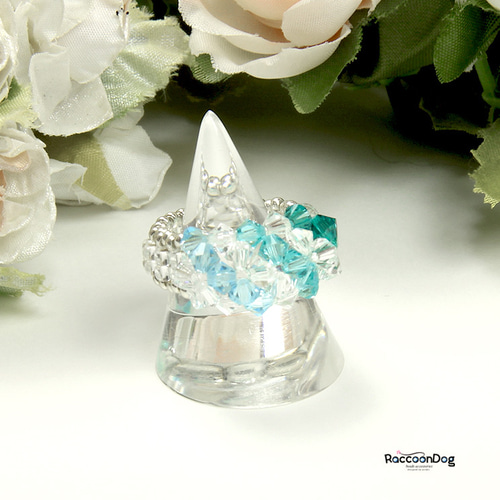 スワロ・水色系ドームリング（スワロ/プレシオサ ビーズリング