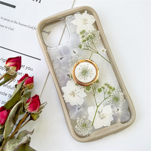 みのるページ★押し花ケース iPhone / 押し花スマホケース 211229_1 | 押し花 ケース専門店
