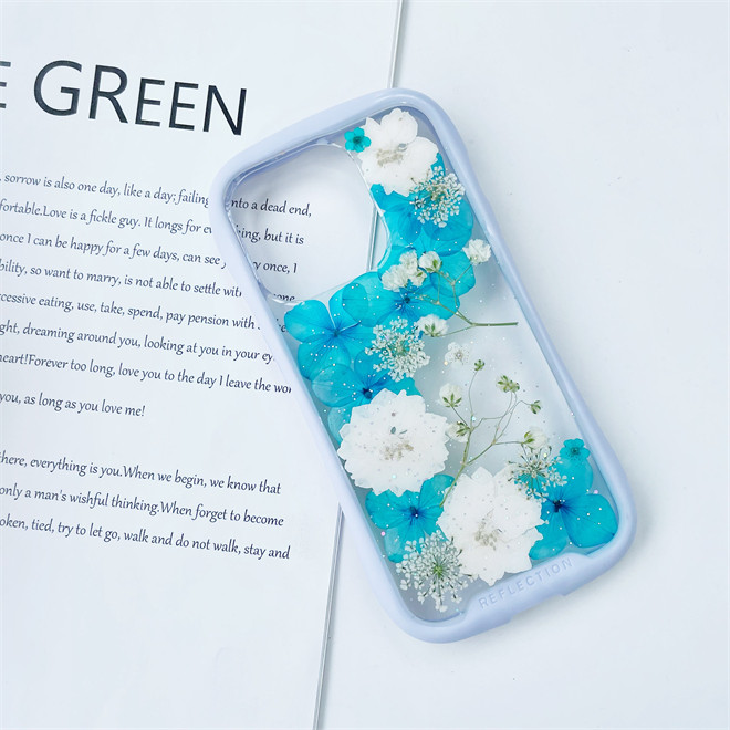 紫陽花iFace風押し花ケース、iPhoneのみ対応、手帳型、iPhone15、iPhone15pro、iPhone16