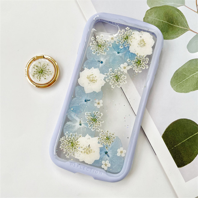 紫陽花iFace風押し花ケース、iPhoneのみ対応、手帳型、iPhone15、iPhone15pro、iPhone16