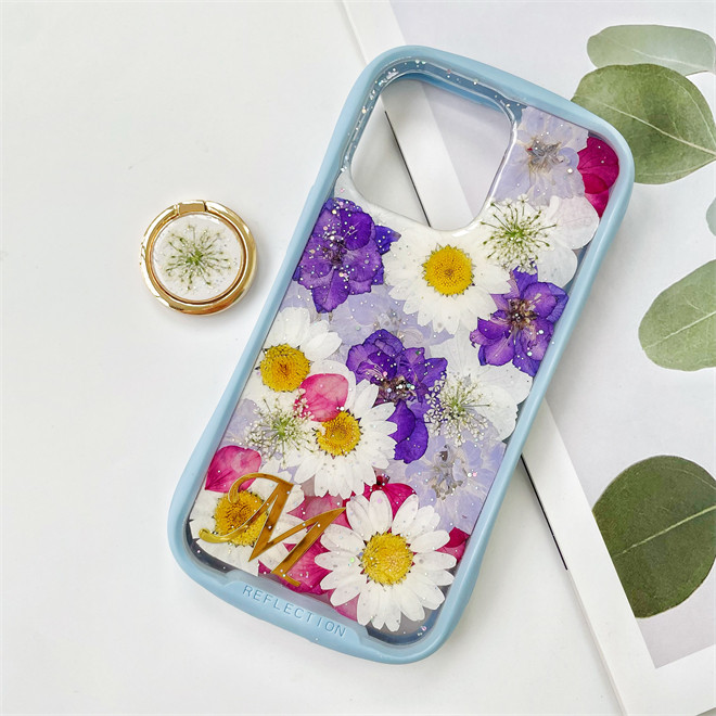 紫陽花iFace風押し花ケース、iPhoneのみ対応、手帳型、iPhone15、iPhone15pro、iPhone16