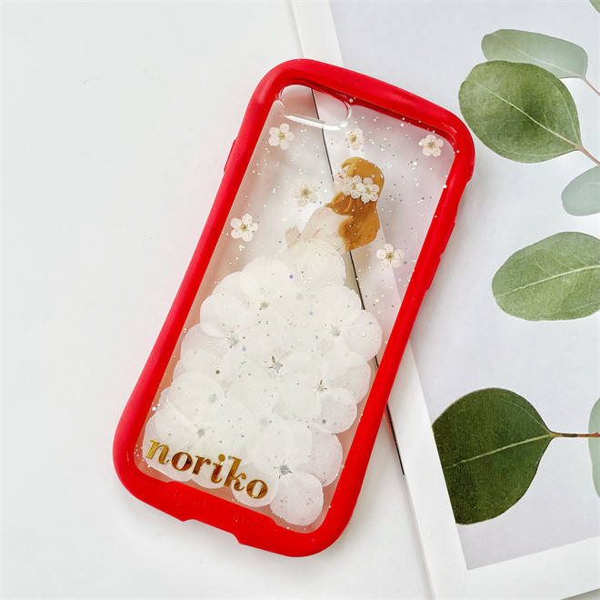 紫陽花iFace風押し花ケース、iPhoneのみ対応、手帳型、iPhone15、iPhone15pro、iPhone16