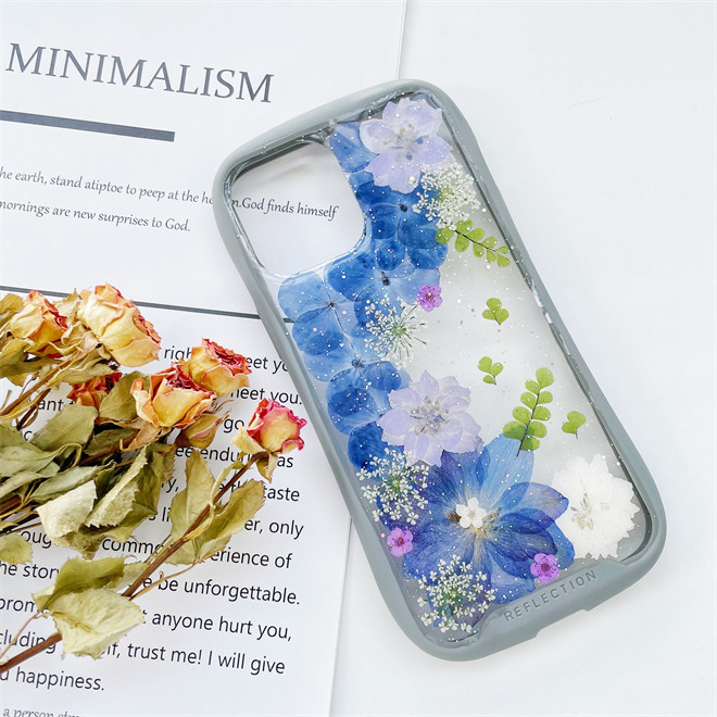 紫陽花iFace風押し花ケース、iPhoneのみ対応、手帳型、iPhone17、iPhone17pro、iPhone8