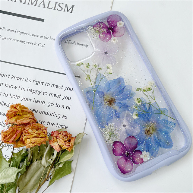 紫陽花iFace風押し花ケース、iPhoneのみ対応、手帳型、iPhone17、iPhone17pro、iPhone8