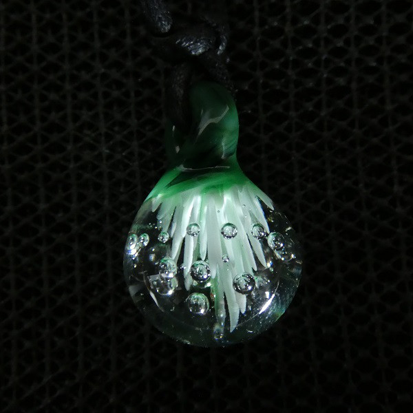 森の呼吸NO.3（ガラス、とんぼ玉、空気、夏、気泡、森林、ネックレス、一点物）