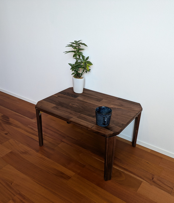 【ウォルナットの折りたたみローテーブル】ちゃぶ台　サイドテーブル　ソファテーブル　コーヒーテーブル ウォルナットの折りたたみローテーブル
