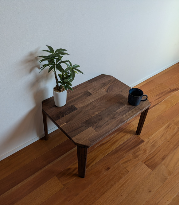 【ウォルナットの折りたたみローテーブル】ちゃぶ台　サイドテーブル　ソファテーブル　コーヒーテーブル ウォルナットの折りたたみローテーブル