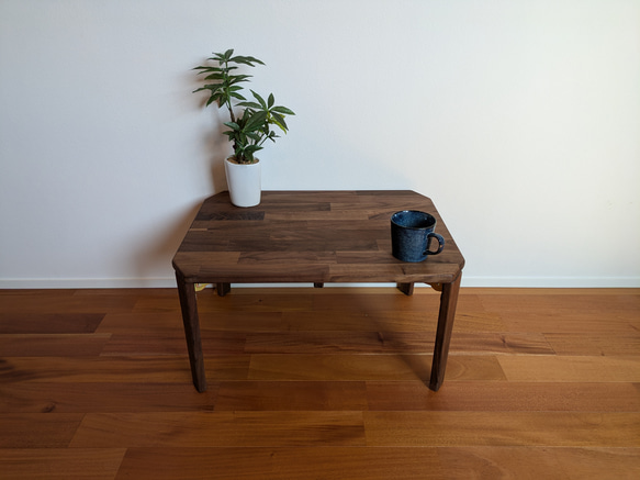 【ウォルナットの折りたたみローテーブル】ちゃぶ台　サイドテーブル　ソファテーブル　コーヒーテーブル ウォルナットの折りたたみローテーブル