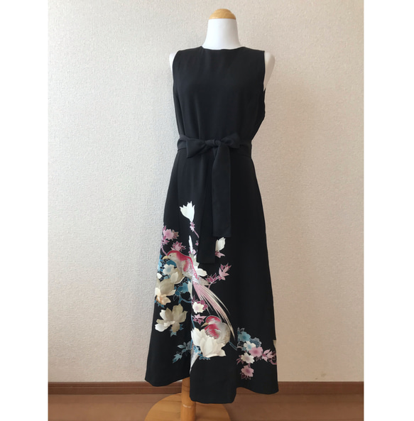 61★黒留袖★着物リメイク★ワンピース＆ボレロ★M★一点物★ 