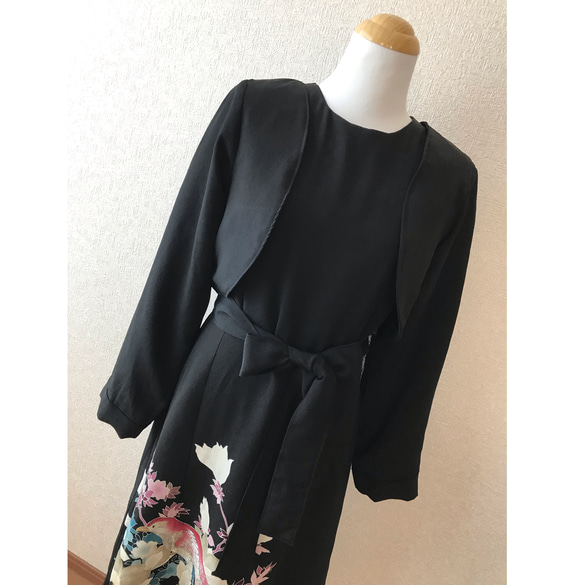 61★黒留袖★着物リメイク★ワンピース＆ボレロ★M★一点物★ 