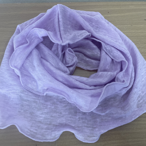 ゆったりリネン麻100%ラベンダー&スラブ生地シングルウェーブ手作り 