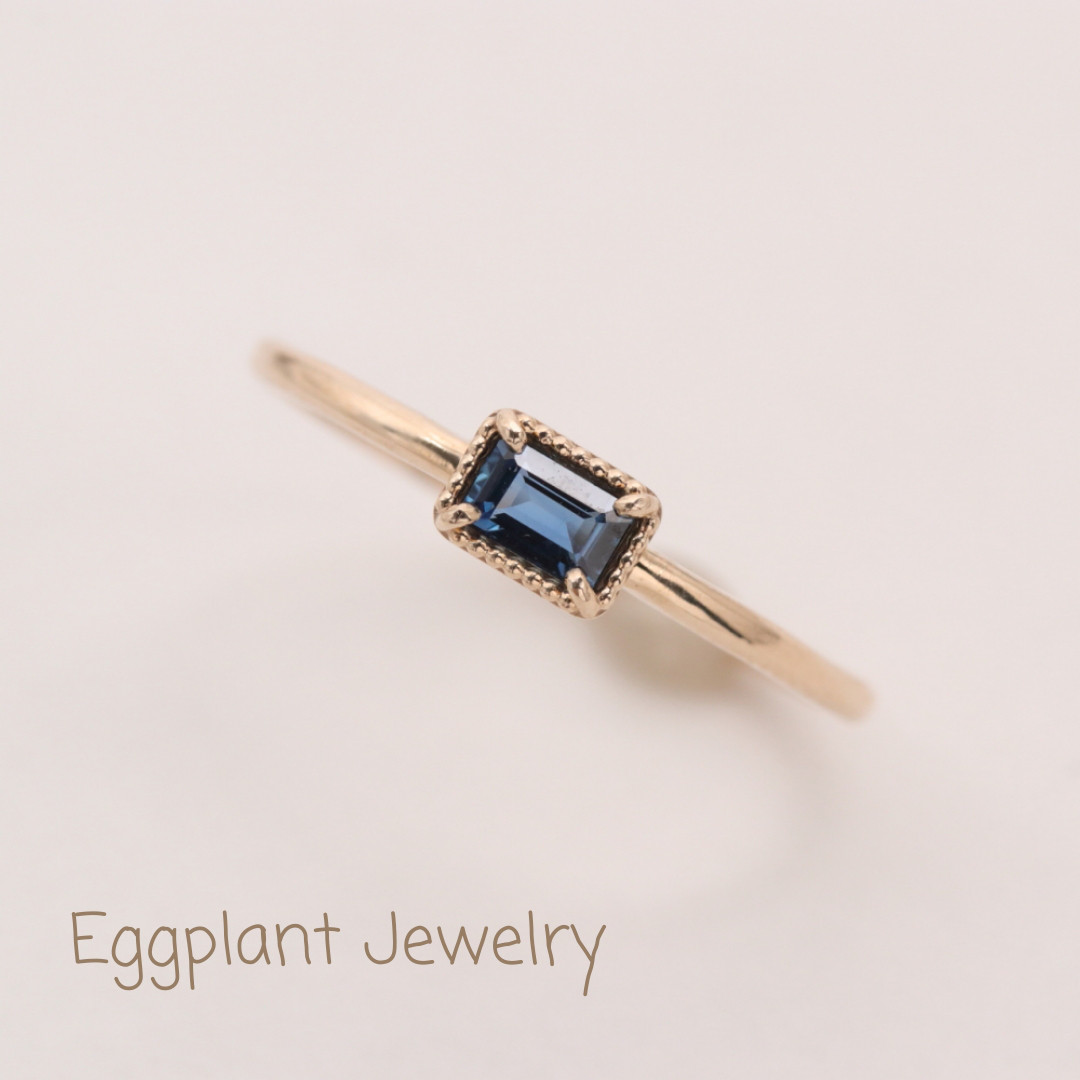 【K10】オクタゴンカットサファイアリング