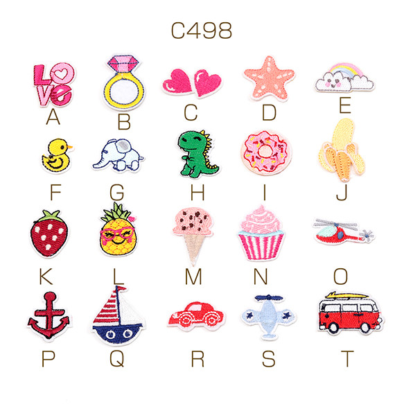 C498-R 18個 刺繍ワッペン キャラクター アップリケ ワッペン C498-R 18個 刺繍ワッペン キャラクター アップリケ ワッペン