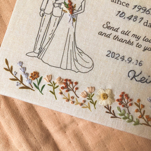 特集掲載▷【受注制作】刺繍子育て感謝状（ブラウンベース） 両親贈呈