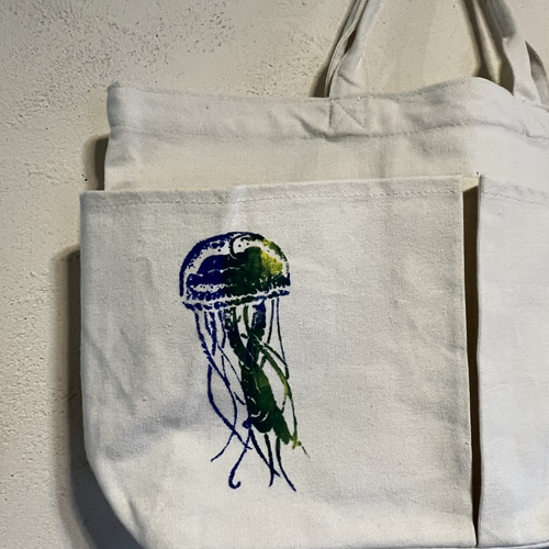クラゲ柄 キャンバス トートバッグ トートバッグ