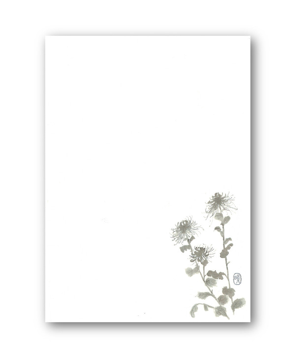 古い菊図水墨画 【公式通販】