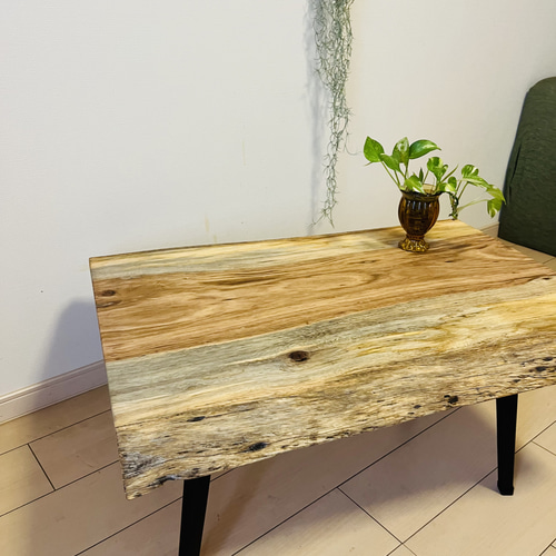 一枚板テーブル ローテーブル 折りたたみテーブル アイアンテーブル 耳  