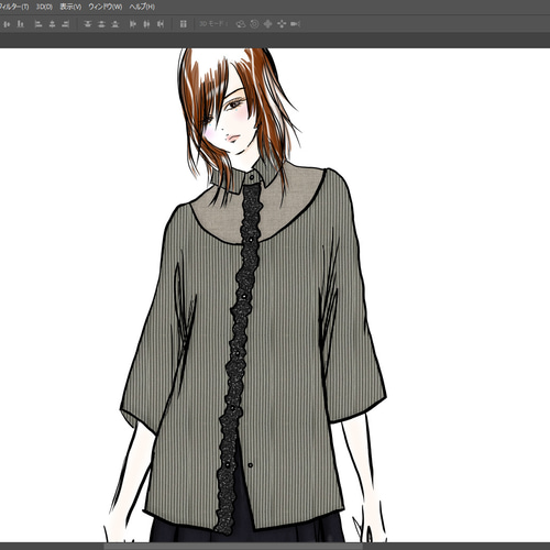 1点もの・デザイン画付き】2種素材（ストレッチツイル＆T/C先染め  