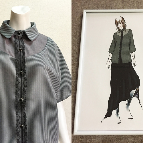 1点もの・デザイン画付き】2種素材（ストレッチツイル＆T/C先染め  