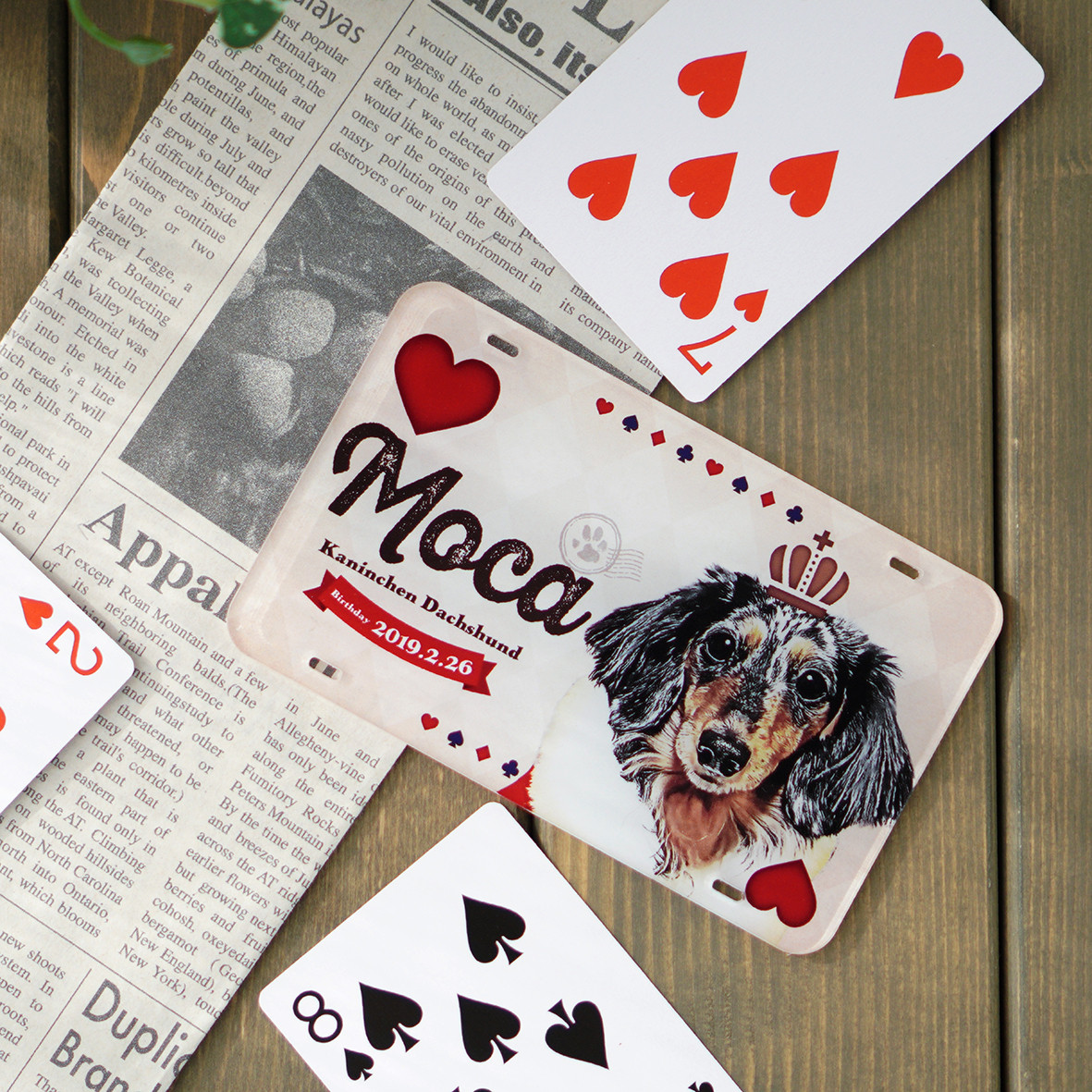 カートネームプレート〈トランプstyle〉★犬猫 うちの子 ペット ★オーダーメイド ★取付フック付き ★写真入り