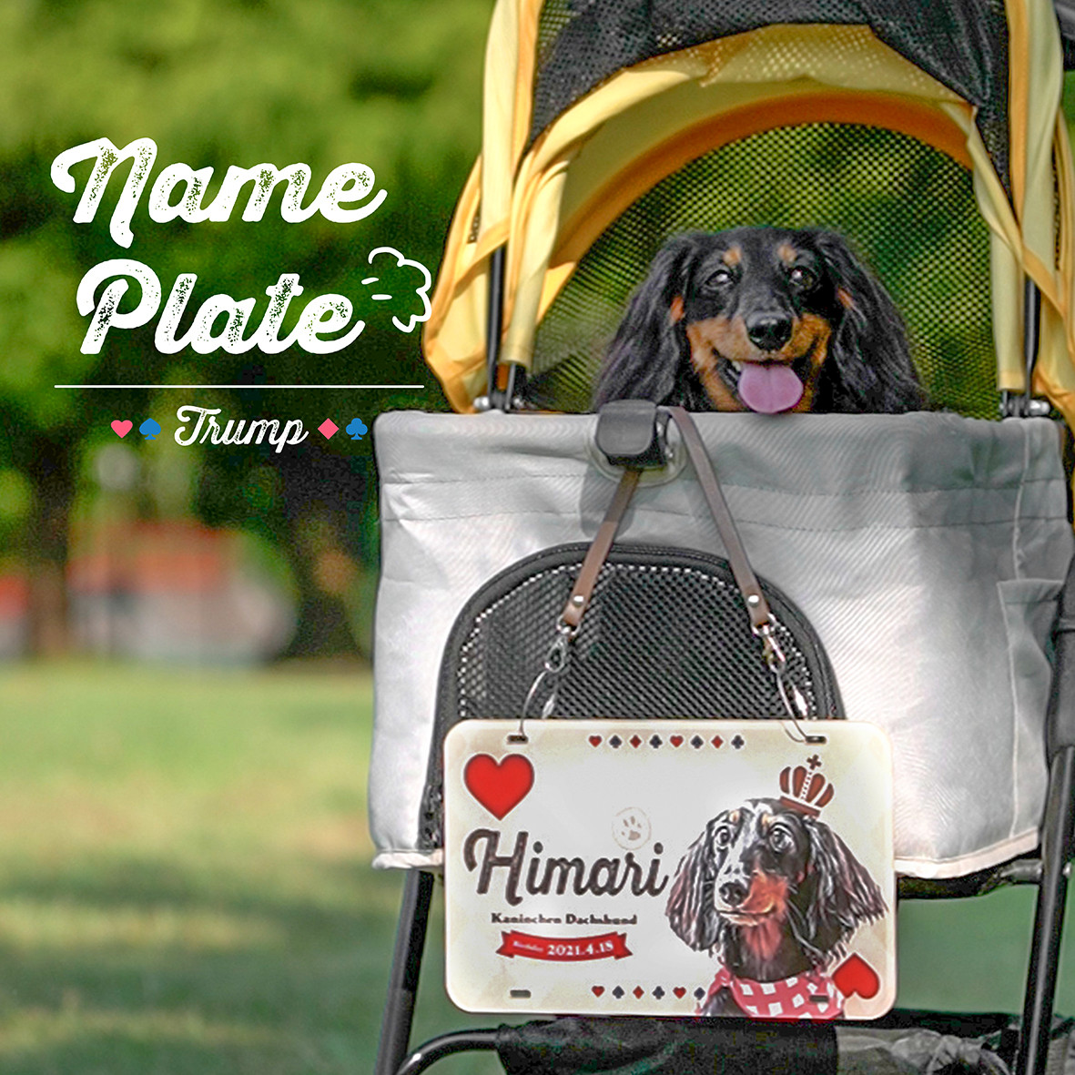 カートネームプレート〈トランプstyle〉★犬猫 うちの子 ペット ★オーダーメイド ★取付フック付き ★写真入り