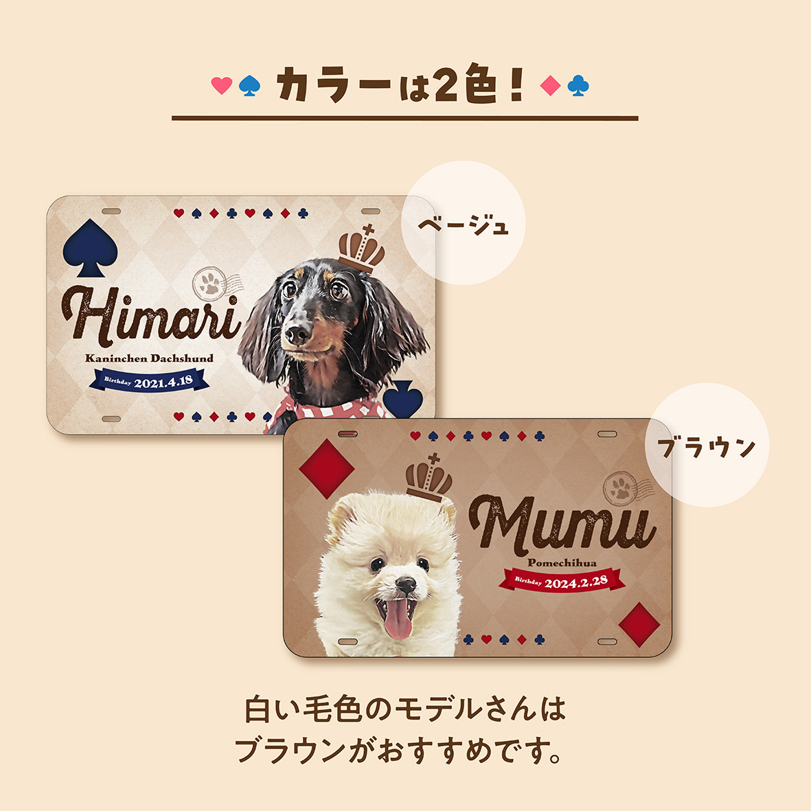 カートネームプレート〈トランプstyle〉★犬猫 うちの子 ペット ★オーダーメイド ★取付フック付き ★写真入り