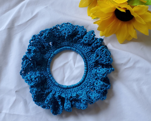 シュシュ  ヘアゴム  ブルーブラック シュシュ ヘアゴム ブルーブラック