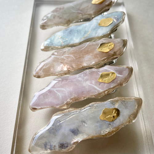 アゲートスライス風 ヘアピン くすみカラー ヘアクリップ 鉱石風  