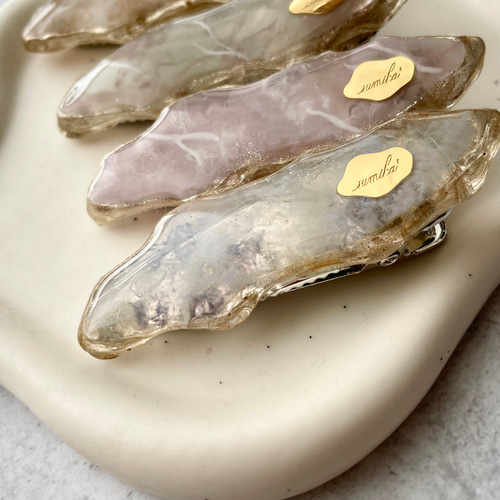 アゲートスライス風 ヘアピン くすみカラー ヘアクリップ 鉱石風  