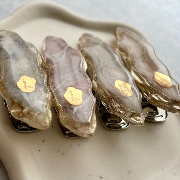 アゲートスライス風 ヘアピン くすみカラー ヘアクリップ 鉱石風