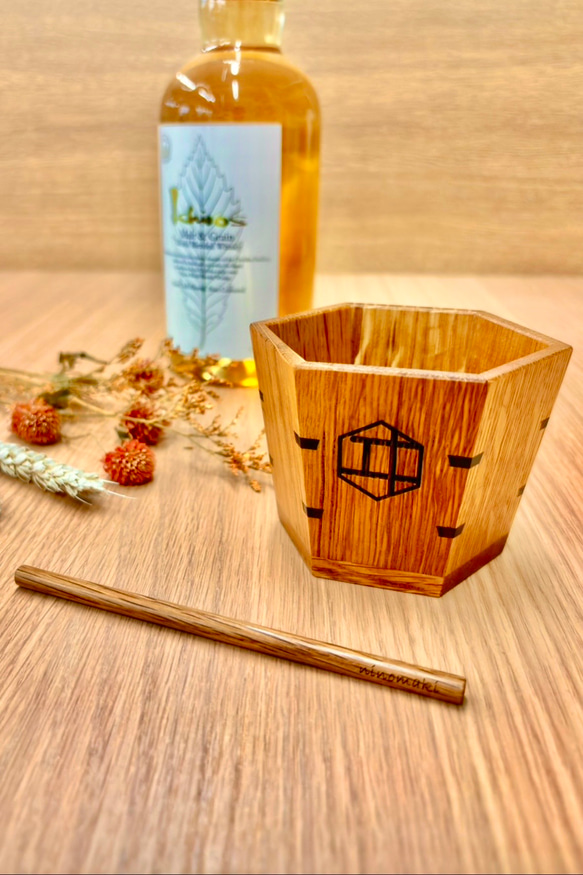 セットでお得＊＊ 秩父市のウイスキー蒸留所の熟成樽でできた六角桝と