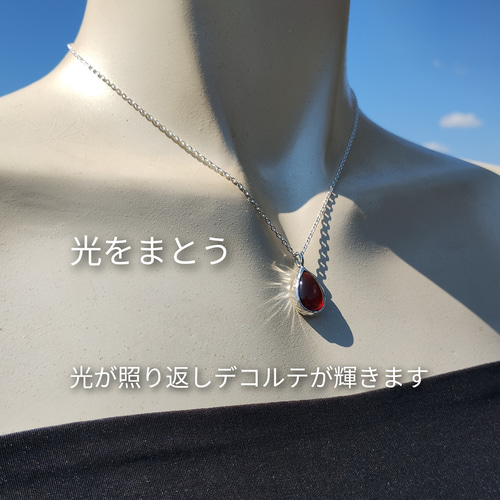 オレンジガーネットの純銀ネックレス/ヘソナイトガーネット オレンジガーネットの純銀ネックレス/ヘソナイトガーネット