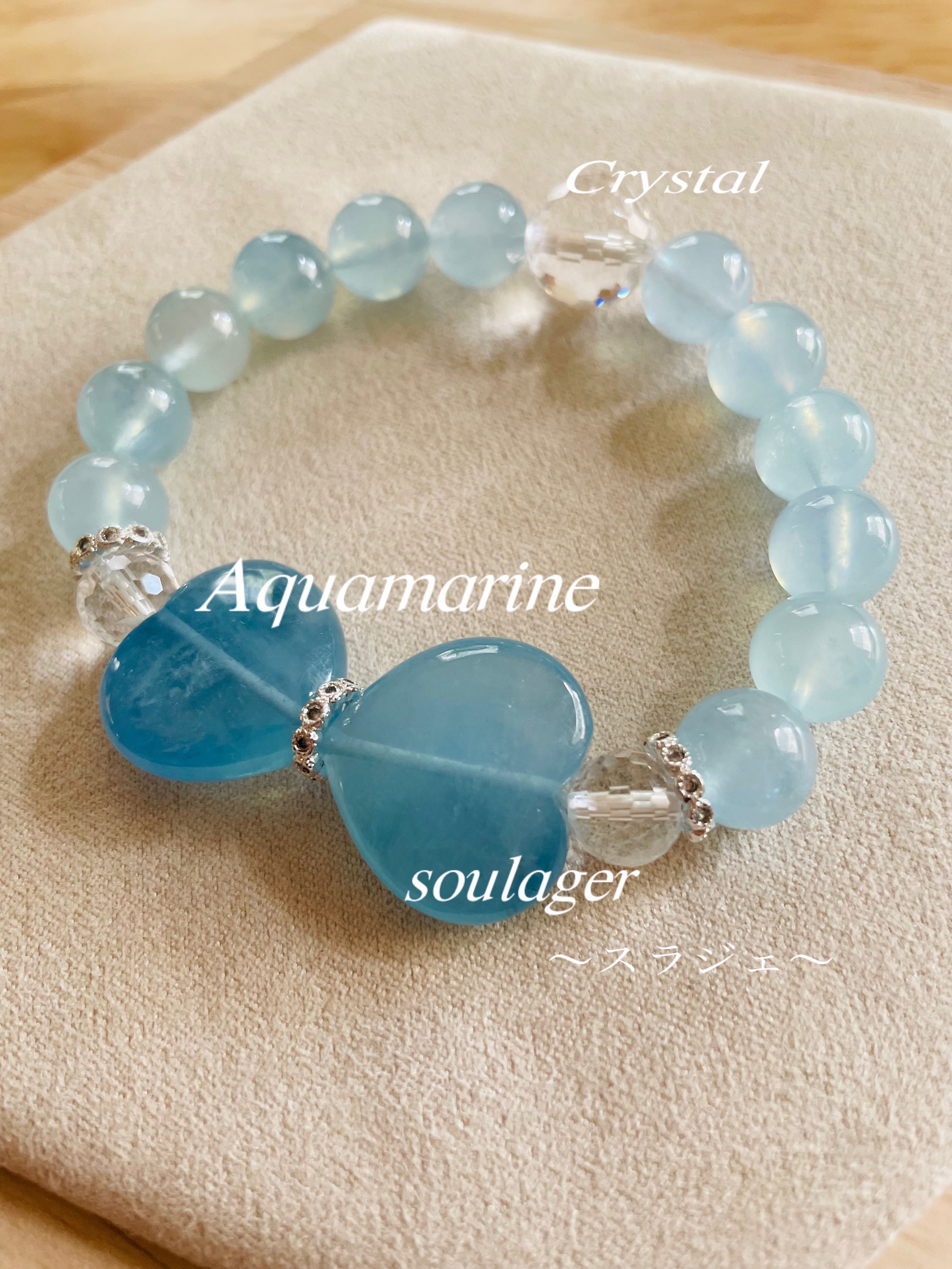 【OK83-1224-12】アクアマリンのリボンのブレス♡変化に対する柔軟性♡深い癒し