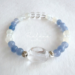 bracelet】水晶 ムーンストーン ダークアクアマリン 引き寄せ 天然石