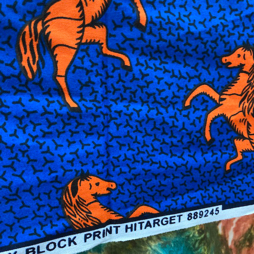 アフリカンプリント 生地 アフリカ布019 馬 horse うま ウマ 幅118 長