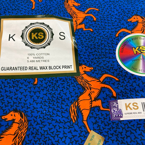 アフリカンプリント 生地 アフリカ布019 馬 horse うま ウマ 幅118 長