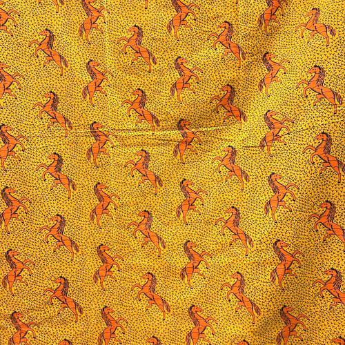 アフリカンプリント 生地 アフリカ布020 馬 うま ウマ 幅118 長さ90