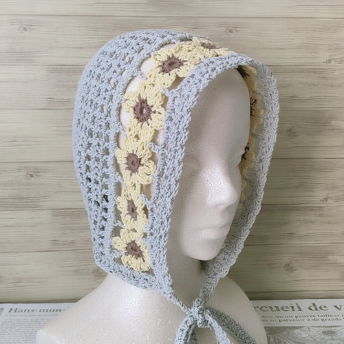 ボンネット クロシェハット ヘッドドレス フードニットキャップ