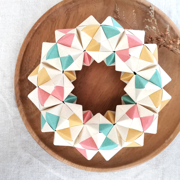 Modular origami * リース型ユニット折り紙 （L）ナチュラル