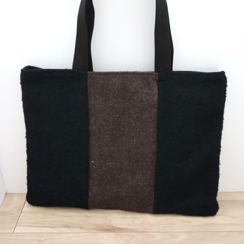 A4サイズ対応 国産ウールのトートバッグ ウールバッグ ブラック  