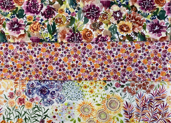 「Floribunda　リッチカラー花柄３枚セット」moda 生地 カットクロス　Create Joy Project 2枚目の画像