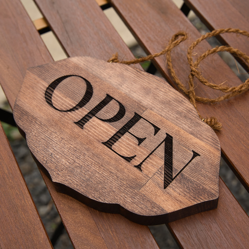 クラシックの木製店舗看板 表札 OPEN CLOSED『選べるレトロ
