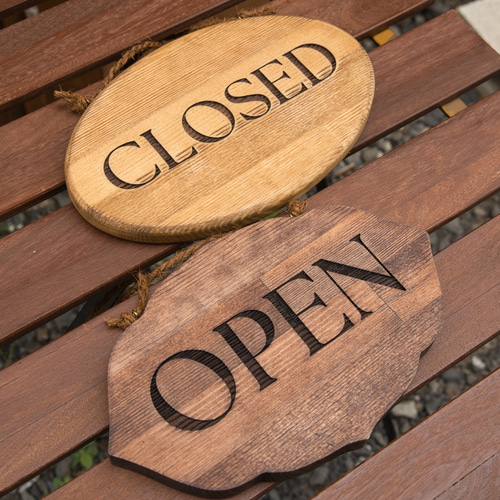 オーバル形の木製店舗看板 表札 OPEN CLOSED『選べるレトロ
