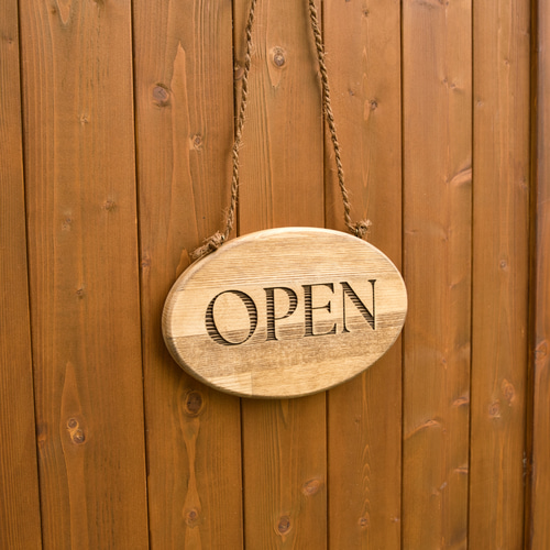 オーバル形の木製店舗看板 表札 OPEN CLOSED『選べるレトロ