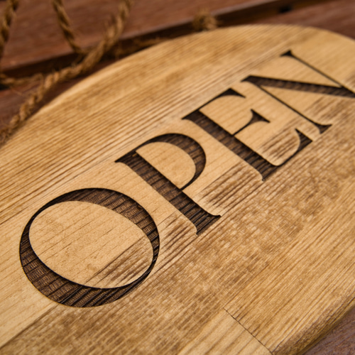 オーバル形の木製店舗看板 表札 OPEN CLOSED『選べるレトロ