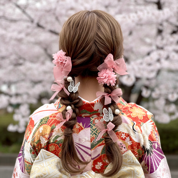 成人式 卒業式 結婚式 ウェディング リボンアレンジ ヘッドドレス 髪