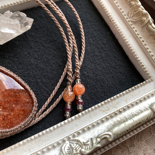 サンストーン マクラメ編みネックレス・マクラメネックレス ネックレス