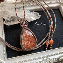 サンストーン マクラメ編みネックレス・マクラメネックレス ネックレス